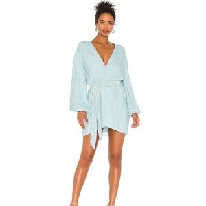 Retrofete Gabrielle Robe Dress in Baby Blue. Size XS